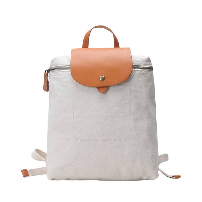 Cilla Cotton Canvas Backpack With Vegetable Tanned Leather Trim