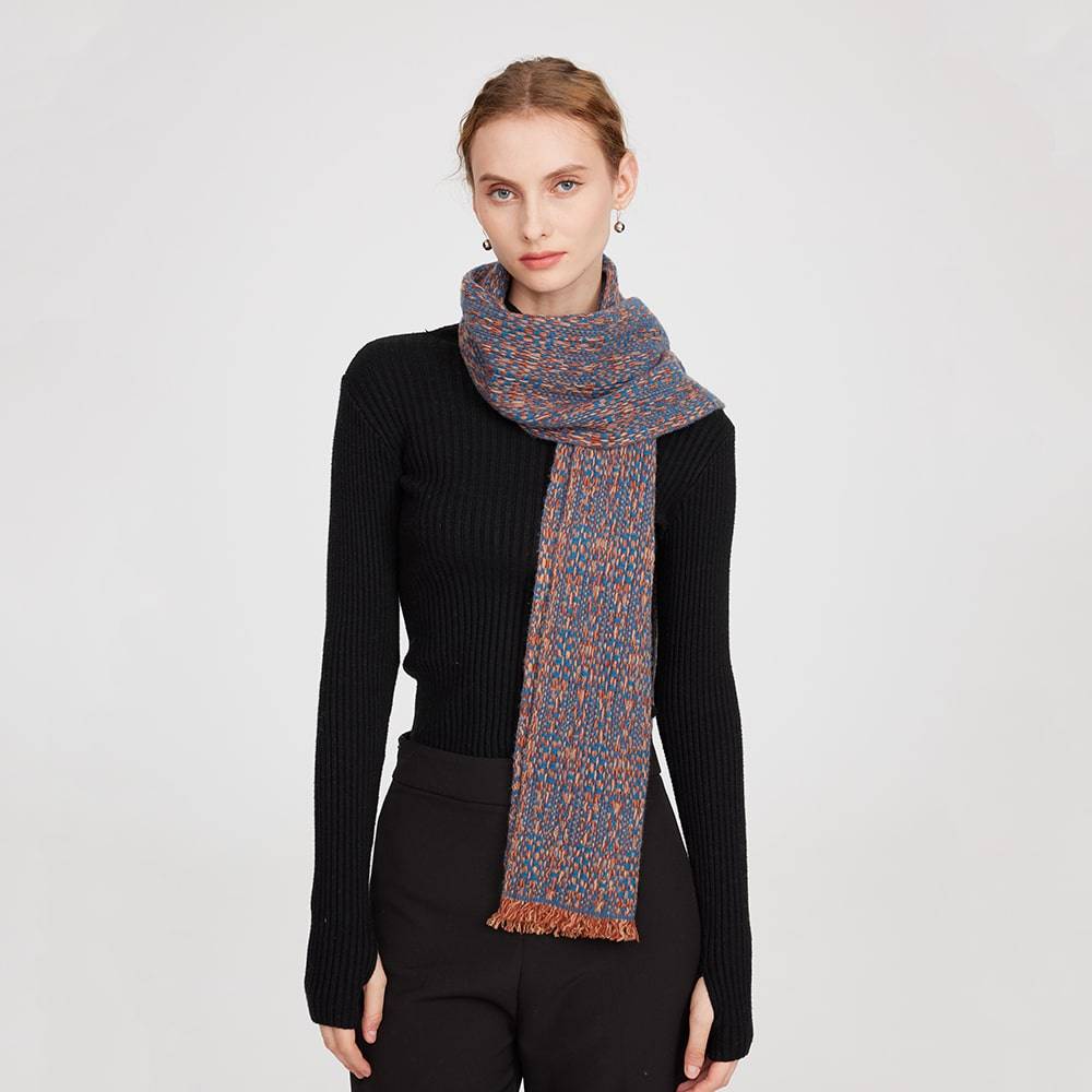 Jan Pure Cashmere Space-dyed Scarf - Ink BLue