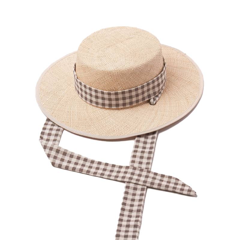 Hom Straw Boater Hat With Chin Strap