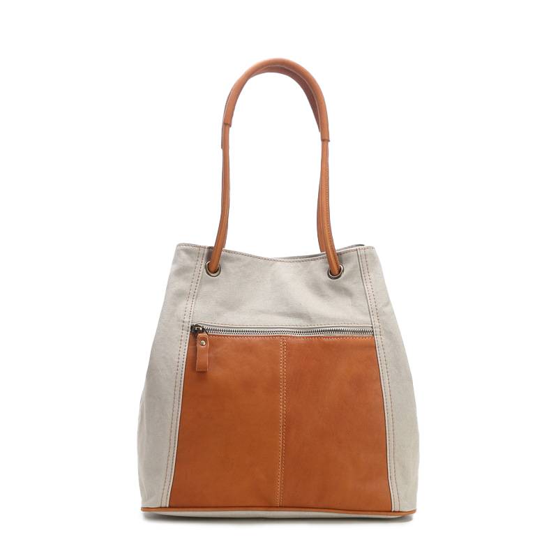 Amita Cotton Canvas Tote bag With Vegetable Tanned Leather Trim