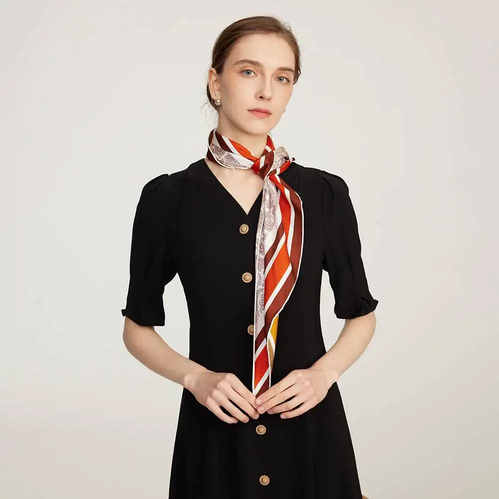 Avni Two-Side Paisley Print Silk Neckerchief Scarf | Peili
