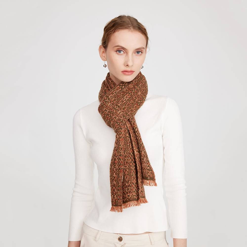 Jan Pure Cashmere Space-dyed Scarf - Olive Green